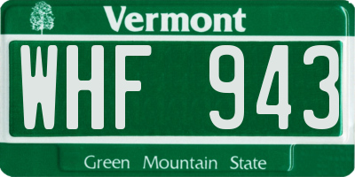 VT license plate WHF943