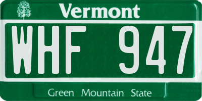 VT license plate WHF947