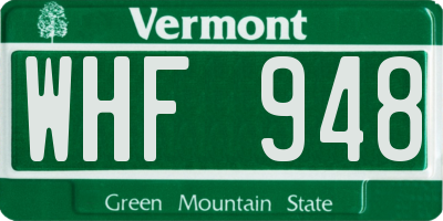 VT license plate WHF948