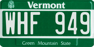 VT license plate WHF949