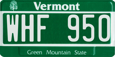 VT license plate WHF950