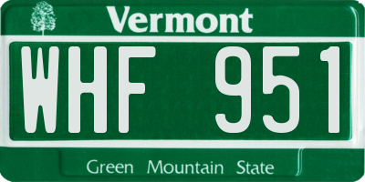 VT license plate WHF951