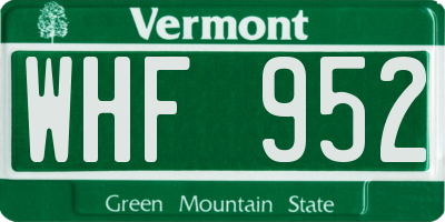 VT license plate WHF952