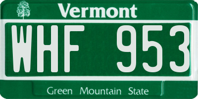 VT license plate WHF953
