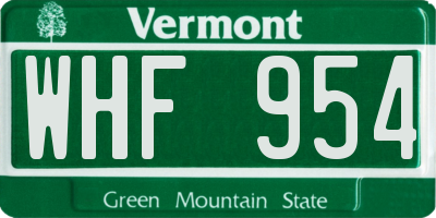 VT license plate WHF954