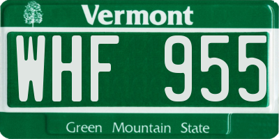 VT license plate WHF955