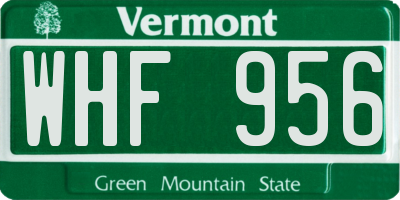 VT license plate WHF956
