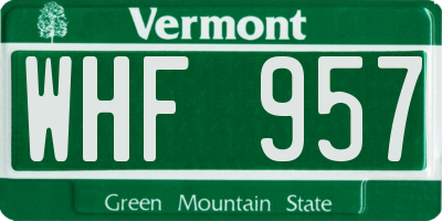 VT license plate WHF957