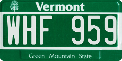 VT license plate WHF959