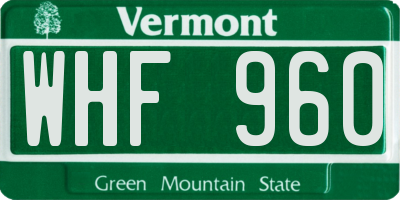 VT license plate WHF960