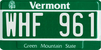 VT license plate WHF961