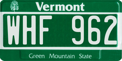 VT license plate WHF962