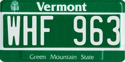 VT license plate WHF963