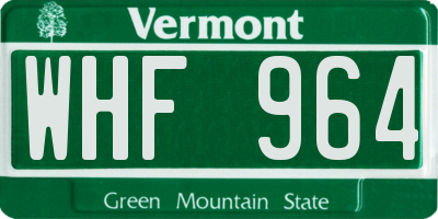 VT license plate WHF964