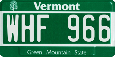 VT license plate WHF966