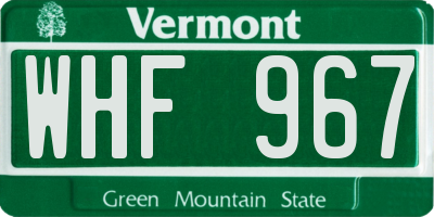 VT license plate WHF967