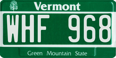 VT license plate WHF968