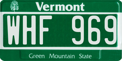 VT license plate WHF969