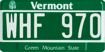 VT license plate WHF970