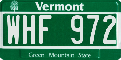 VT license plate WHF972