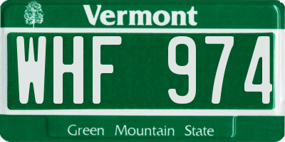 VT license plate WHF974