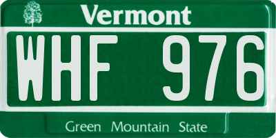 VT license plate WHF976
