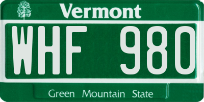 VT license plate WHF980