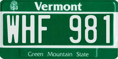 VT license plate WHF981