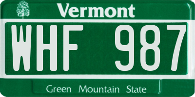 VT license plate WHF987