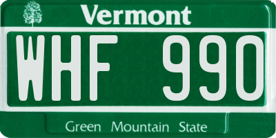 VT license plate WHF990
