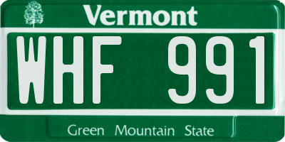 VT license plate WHF991