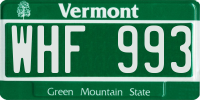 VT license plate WHF993