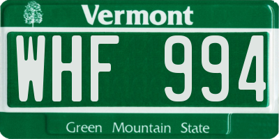 VT license plate WHF994