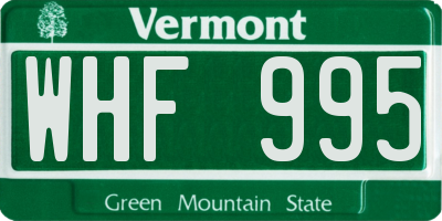 VT license plate WHF995