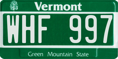 VT license plate WHF997