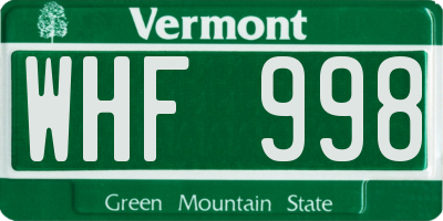 VT license plate WHF998