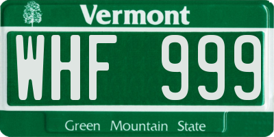 VT license plate WHF999