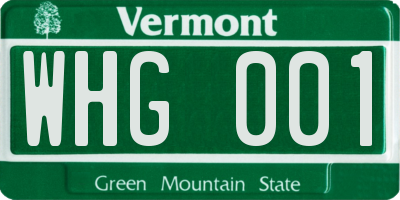 VT license plate WHG001