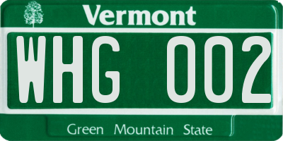 VT license plate WHG002