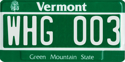 VT license plate WHG003