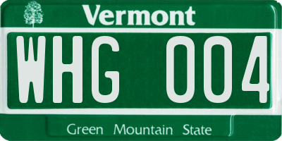 VT license plate WHG004