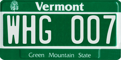 VT license plate WHG007