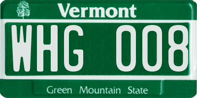 VT license plate WHG008