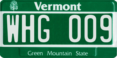 VT license plate WHG009