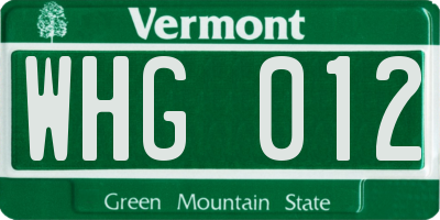 VT license plate WHG012