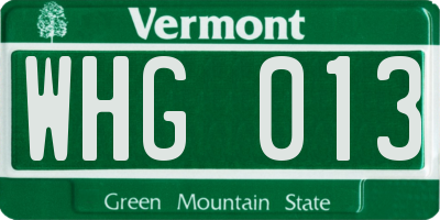 VT license plate WHG013