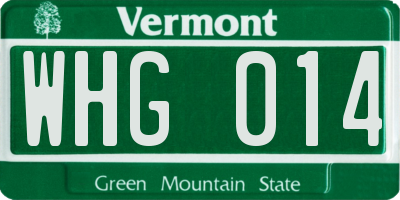 VT license plate WHG014