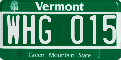 VT license plate WHG015