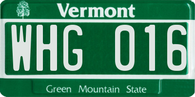VT license plate WHG016