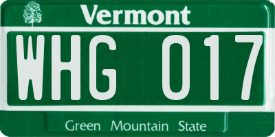 VT license plate WHG017